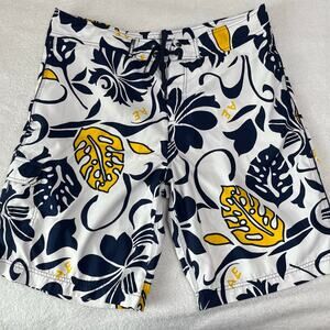 American Eagle Men’s Board Shorts Sz 38‎ Tropical Blue/Yellow Hook And Loop